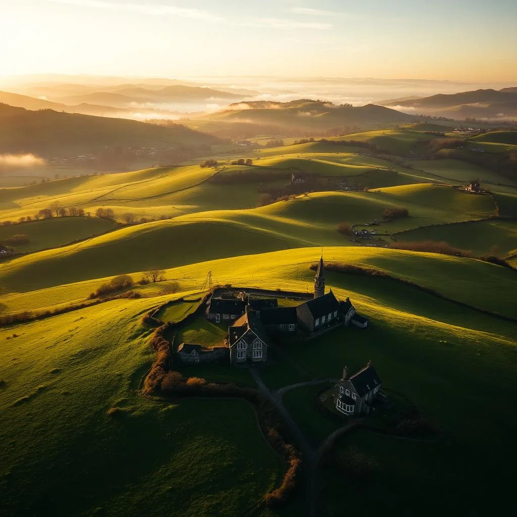 The rolling Leinster countryside at golden hour